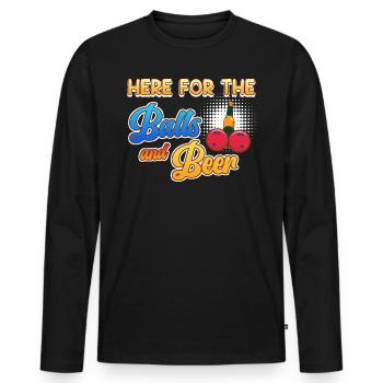 Bowling Players Here for the Balls and Beer - Men's Premium Organic Long Sleeve Shirt - black - Front - Nico (187cm)