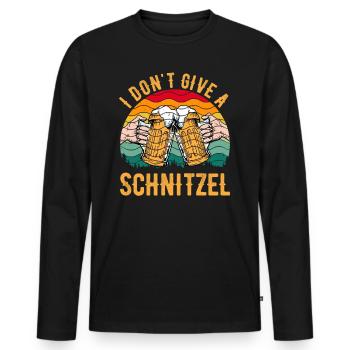 Schnitzel Shirt Bayerisch I don't Give a Schnitzel - Männer Premium Bio Langarmshirt - Schwarz - Vorne - Nico (187cm)