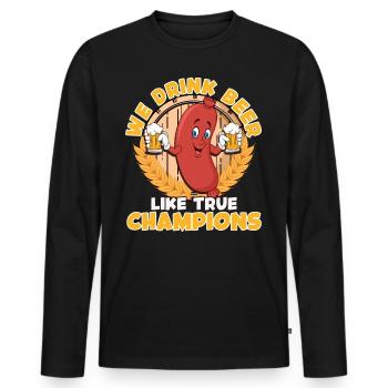 Bratwurst Biertrinker Buvez de la bière comme des champions - T-shirt manches longues Premium bio Homme - noir - Devant - Nico (187cm)
