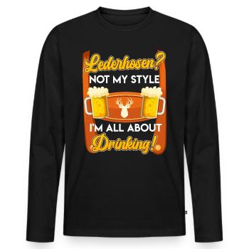 Lederhosn? Ned mei Gschmack Do zum Obfleagn! - Männer Premium Bio Langarmshirt - Schwarz - Vorne - Nico (187cm)