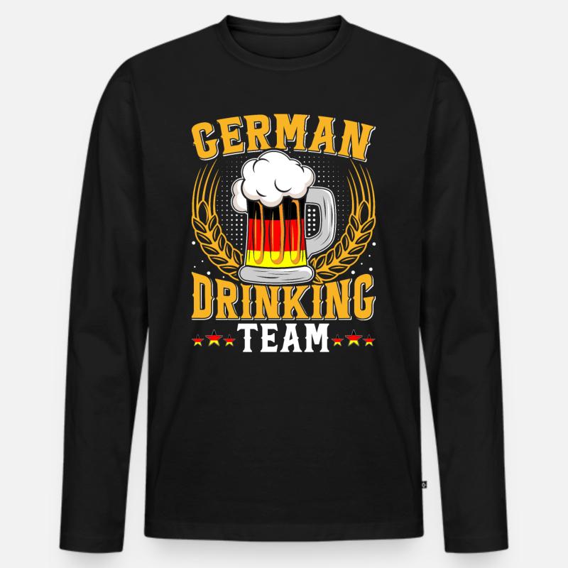 German Drinking Team Bierfan - Männer Premium Bio Langarmshirt - Schwarz