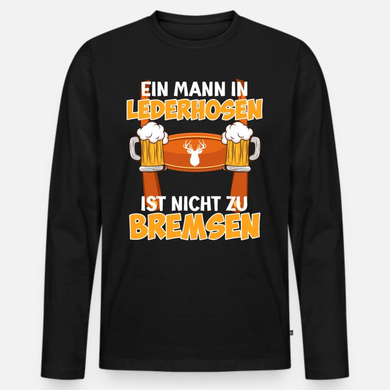 München Ein Mann in Lederhosen - Männer Premium Bio Langarmshirt - Schwarz