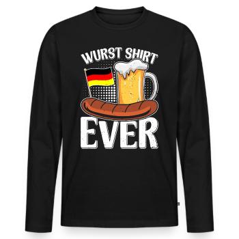 Wurst Shirt Ever Deutsches Essen Bratwurst - Männer Premium Bio Langarmshirt - Schwarz - Vorne - Nico (187cm)