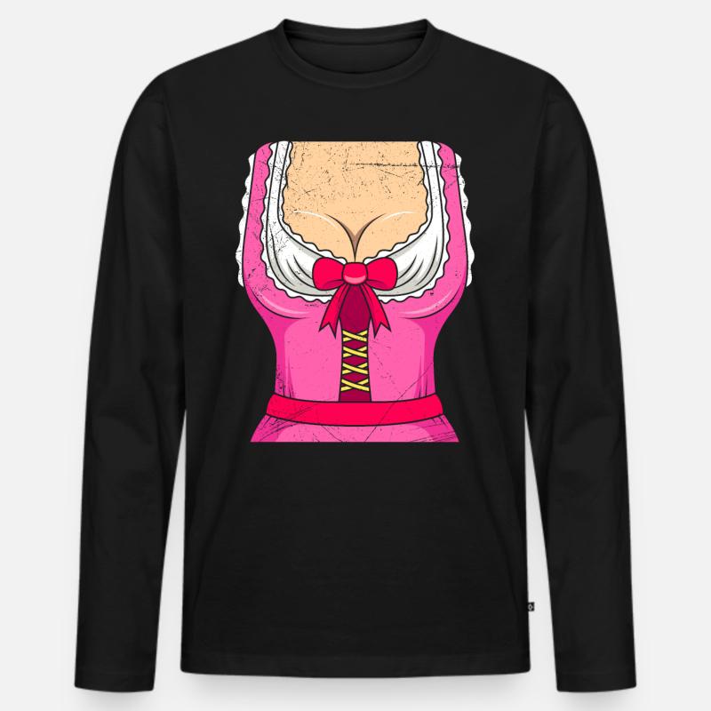 Dirndl Bayerisch Trachten Shirt - Männer Premium Bio Langarmshirt - Schwarz