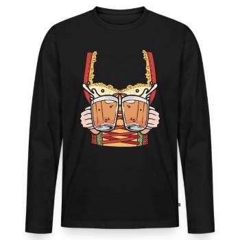 Trachten Shirt Frauen Bierfan - T-shirt manches longues Premium bio Homme - noir - Devant - Nico (187cm)
