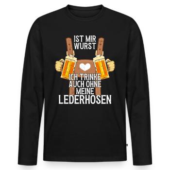 Bierfan Ist mir Wurst Trinke auch ohne Lederhosen - Männer Premium Bio Langarmshirt - Schwarz - Vorne - Nico (187cm)