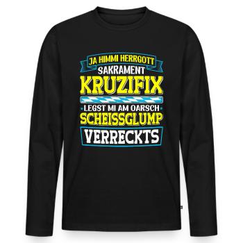 Boarisch Kruzifix Scheissglump Verreckts München - Männer Premium Bio Langarmshirt - Schwarz - Vorne - Nico (187cm)