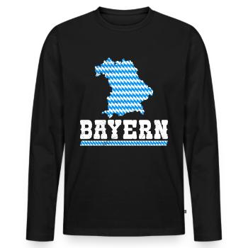 Bayern Blau Weiß Freistaat Bayern Bayerisch - Männer Premium Bio Langarmshirt - Schwarz - Vorne - Nico (187cm)