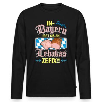 Leberkäse In Bavaria, Ma An eats Lebaka's Zefix - Men's Premium Organic Long Sleeve Shirt - black - Front - Nico (187cm)