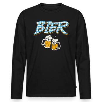 Bayerisches Bier Bayern Biertrinker Bierfan - Männer Premium Bio Langarmshirt - Schwarz - Vorne - Nico (187cm)