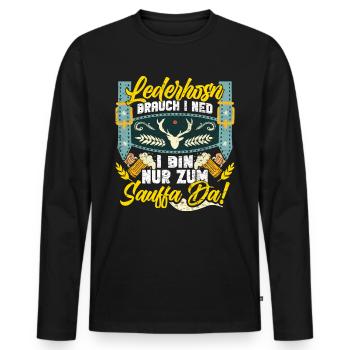 Lederhosn Brauch I ned Bin zum Sauffn Da Bierfan - Männer Premium Bio Langarmshirt - Schwarz - Vorne - Nico (187cm)