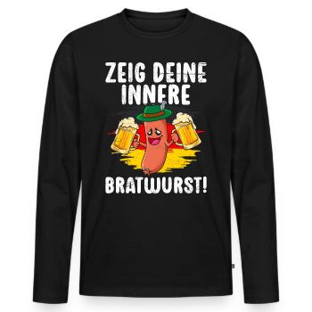 Deutschland Bierfan Zeig deine Innere Bratwurst - Männer Premium Bio Langarmshirt - Schwarz - Vorne - Nico (187cm)