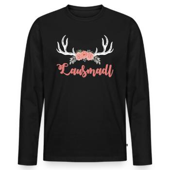 Lausmadl Dirndl Trachten Shirt Frauen Tracht - Männer Premium Bio Langarmshirt - Schwarz - Vorne - Nico (187cm)