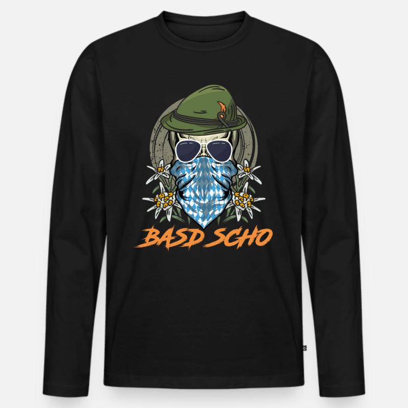 Bayerisch Basd Scho Boarisch München - Männer Premium Bio Langarmshirt - Schwarz