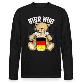 Bière Hug Allemagne Amateur de bière Ours en peluche - T-shirt manches longues Premium bio Homme - noir - Devant - Nico (187cm)