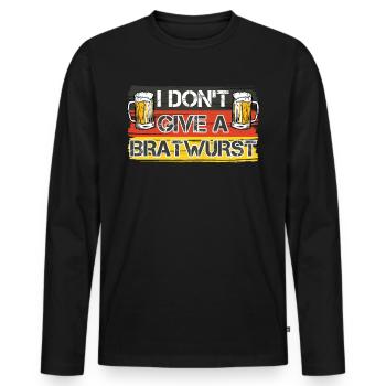 German bratwurst I don't give a bratwurst - Men's Premium Organic Long Sleeve Shirt - black - Front - Nico (187cm)