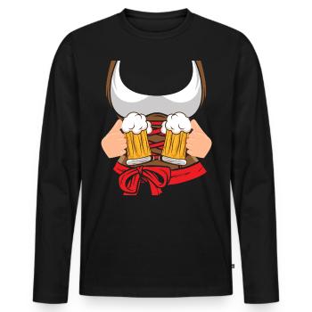 Buveur de bière Femmes Chemise traditionnelle Femmes Bavière - T-shirt manches longues Premium bio Homme - noir - Devant - Nico (187cm)