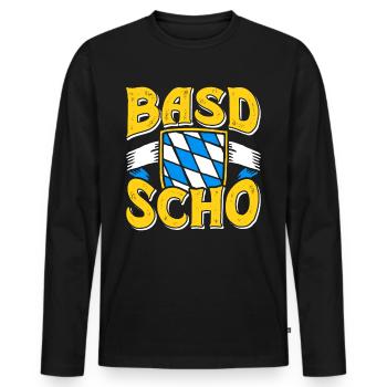 Basd Scho Bayerisches Shirt München Bayern - Männer Premium Bio Langarmshirt - Schwarz - Vorne - Nico (187cm)