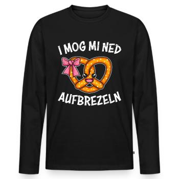 Bayerische Brezeln I Mog mi Ned Aufbrezeln Frauen - Männer Premium Bio Langarmshirt - Schwarz - Vorne - Nico (187cm)