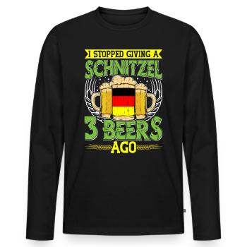 Deutschland Bierfan Stopped Giving a Schnitzel - Männer Premium Bio Langarmshirt - Schwarz - Vorne - Nico (187cm)