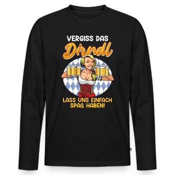Bierfan Frauen Vergiss das Dirndl Bayerisches - Männer Premium Bio Langarmshirt - Schwarz - Vorne - Nico (187cm)
