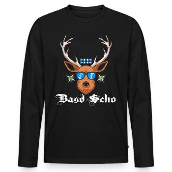 Basd Scho Boarisch Bayern Flagge Bayern Weiß Blau - Männer Premium Bio Langarmshirt - Schwarz - Vorne - Nico (187cm)