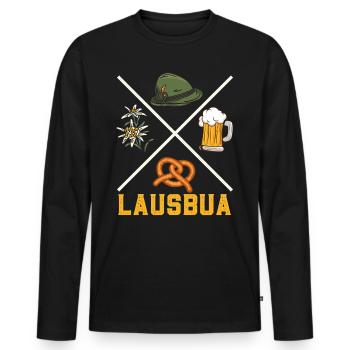 Lausbua Bayerisches Essen Bierfan Brezeln - Männer Premium Bio Langarmshirt - Schwarz - Vorne - Nico (187cm)