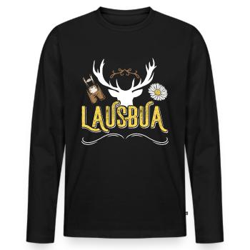 Bayerischer Lausbua Trachten Shirt Männer - Men's Premium Organic Long Sleeve Shirt - black - Front - Nico (187cm)