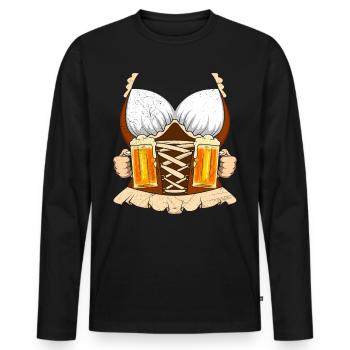 Amateur de bière Femmes Dirndl Chemise Femme - T-shirt manches longues Premium bio Homme - noir - Devant - Nico (187cm)
