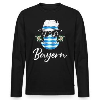Bayern Blau Weiß Freistaat Bayern Bayerisch - Männer Premium Bio Langarmshirt - Schwarz - Vorne - Nico (187cm)