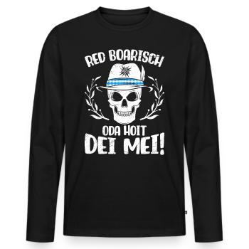 Bayerisch Red Boarisch oda Hoit dei Mei! Bayern - Männer Premium Bio Langarmshirt - Schwarz - Vorne - Nico (187cm)