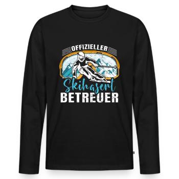 Offizieller Skihaserl Betreuer Skihasen Pisten - Männer Premium Bio Langarmshirt - Schwarz - Vorne - Nico (187cm)