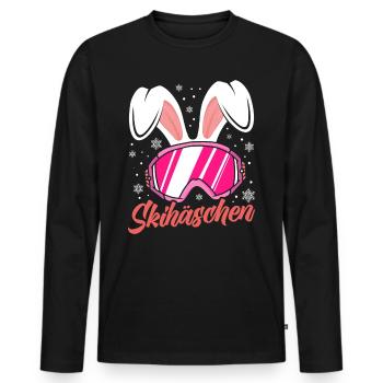 Skihäschen rosa Skibrille Apres-Ski Party - Männer Premium Bio Langarmshirt - Schwarz - Vorne - Nico (187cm)