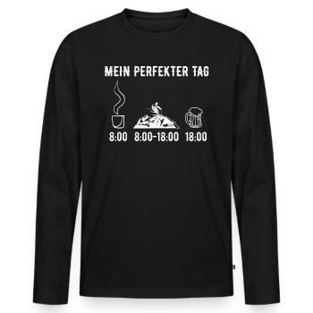 Mein Perfekter Tag Kaffee Skibergsteigen Bier - Männer Premium Bio Langarmshirt - Schwarz - Vorne - Nico (187cm)