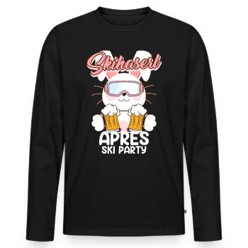 Skihaserl Apres Ski Party Bierfan Biertrinker - Männer Premium Bio Langarmshirt - Schwarz - Vorne - Nico (187cm)