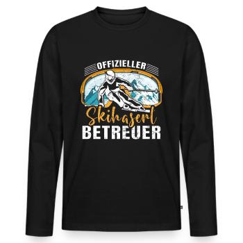 Offizieller Skihaserl Betreuer Skihasen Pisten - Männer Premium Bio Langarmshirt - Schwarz - Vorne - Nico (187cm)
