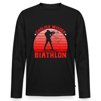Wintersport Endlich Wieder Biathlon Wettkampf - Männer Premium Bio Langarmshirt - Schwarz - Vorne - Nico (187cm)