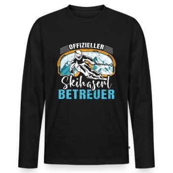 Offizieller Skihaserl Betreuer Skihasen Pisten - Männer Premium Bio Langarmshirt - Schwarz - Vorne - Nico (187cm)