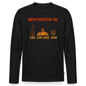 Mein Perfekter Tag Kaffee Skibergsteigen Bier - Männer Premium Bio Langarmshirt - Schwarz - Vorne - Nico (187cm)