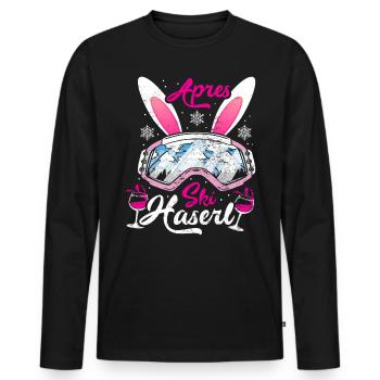 Apres-Ski Häschen Apres-Ski Bunny Apres-Ski Haserl - Männer Premium Bio Langarmshirt - Schwarz - Vorne - Nico (187cm)