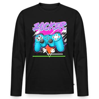 Videospiele Video Gaming ZOCKER Video Spieler - Männer Premium Bio Langarmshirt - Schwarz - Vorne - Nico (187cm)