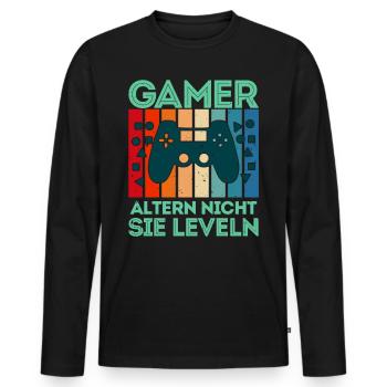 Gamer Altern nicht sie Leveln B-Day Video Spieler - Männer Premium Bio Langarmshirt - Schwarz - Vorne - Nico (187cm)