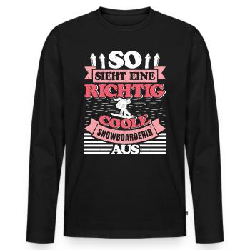 So Sieht eine Richtig Coole Snowboarderin aus - Männer Premium Bio Langarmshirt - Schwarz - Vorne - Nico (187cm)