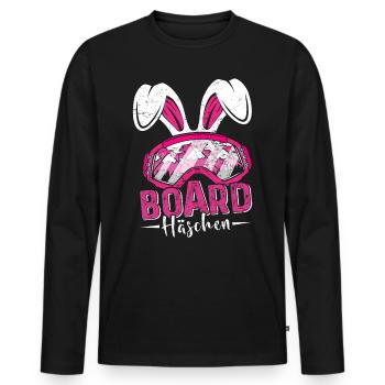 Snowboard Häschen Hasenohren Snowboarderin - Männer Premium Bio Langarmshirt - Schwarz - Vorne - Nico (187cm)