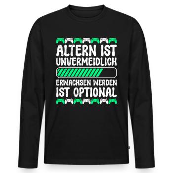 Altern ist Unvermeidlich Retro Zocker B-Day - Männer Premium Bio Langarmshirt - Schwarz - Vorne - Nico (187cm)