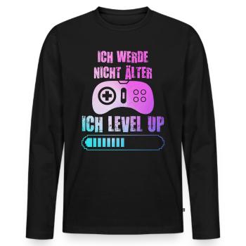Video Spieler B-Day Werde nicht Älter Ich Level Up - Männer Premium Bio Langarmshirt - Schwarz - Vorne - Nico (187cm)