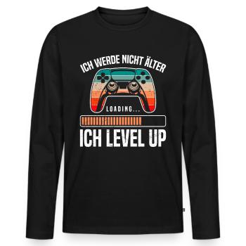 Retro Gamer B-Day Werde nicht Älter Ich Level Up - Männer Premium Bio Langarmshirt - Schwarz - Vorne - Nico (187cm)
