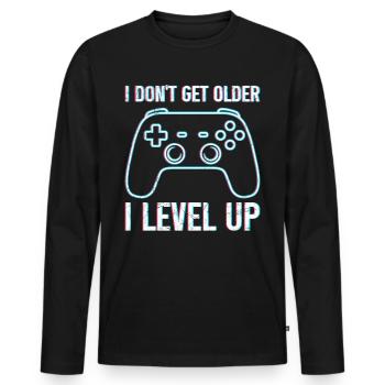 Retro Gamer B-Day Ne vieillissez pas I Level Up - T-shirt manches longues Premium bio Homme - noir - Devant - Nico (187cm)