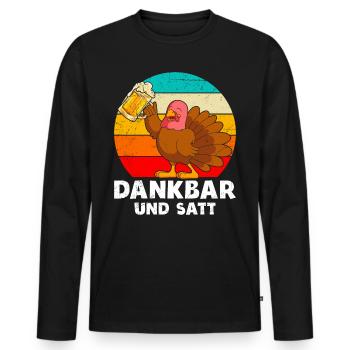 Dankbar und Satt Biertrinker Truthahn - Männer Premium Bio Langarmshirt - Schwarz - Vorne - Nico (187cm)