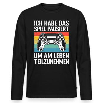 Video Gaming Habe das Spiel Pausiert Video Spieler - Männer Premium Bio Langarmshirt - Schwarz - Vorne - Nico (187cm)